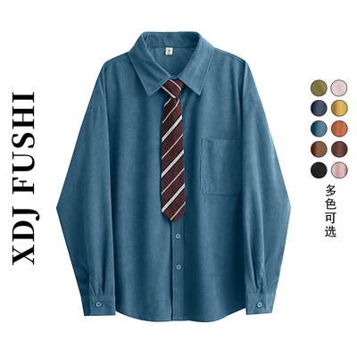 美式复古宽松灯芯绒衬衫