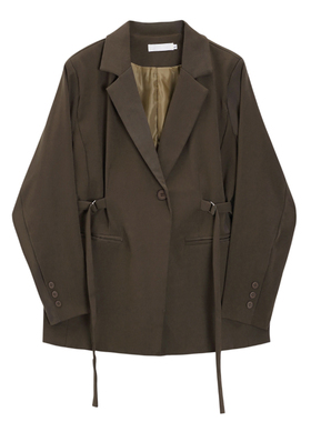 2026年春季复古休闲小西装女韩版系带小众收腰显瘦小个子西服外套