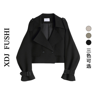 黑色外套女春秋2025年新款爆款炸街设计感小众小个子早春短款风衣