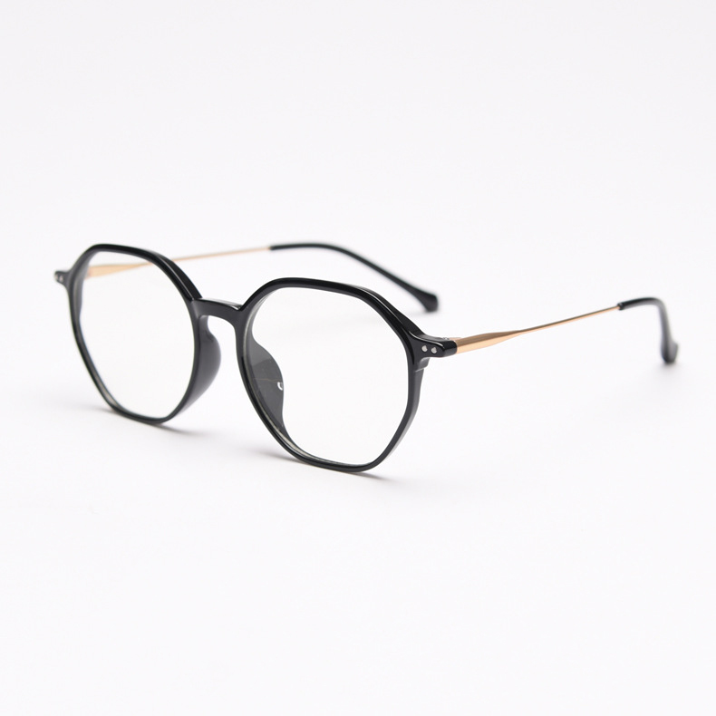 韩版TR90轻细框素颜眼镜框女茶色ins网红多边形显瘦近视配镜平光