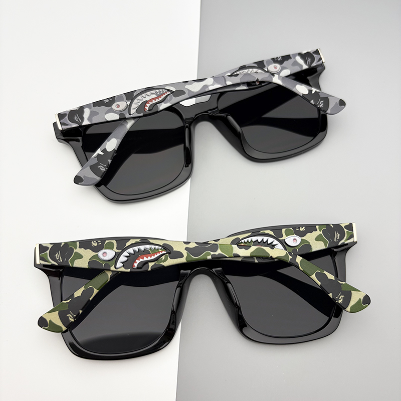 日系原宿潮牌迷彩立体鲨鱼眼镜太阳镜明星同款墨镜男女开车个性潮