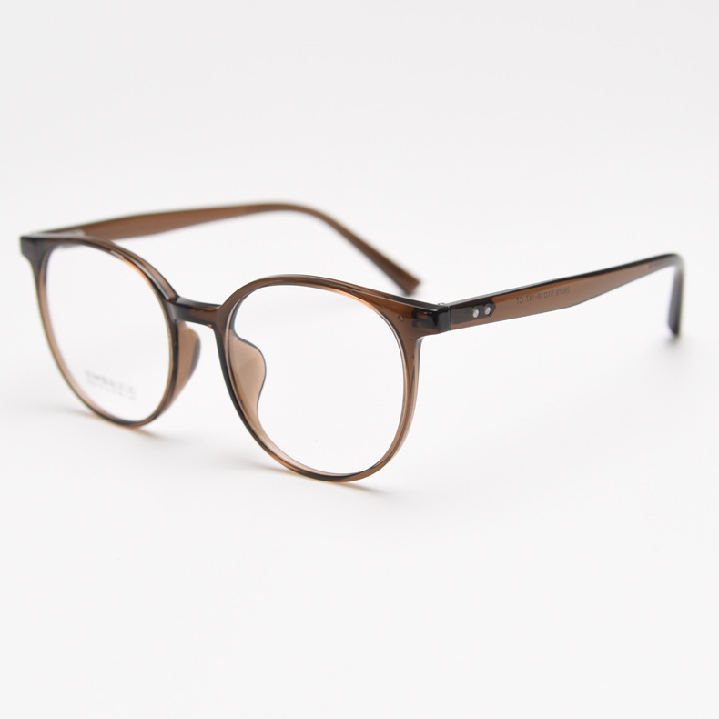 TR90超轻茶色复古圆形近视眼镜框茶色男女文艺镜架大框可配度数