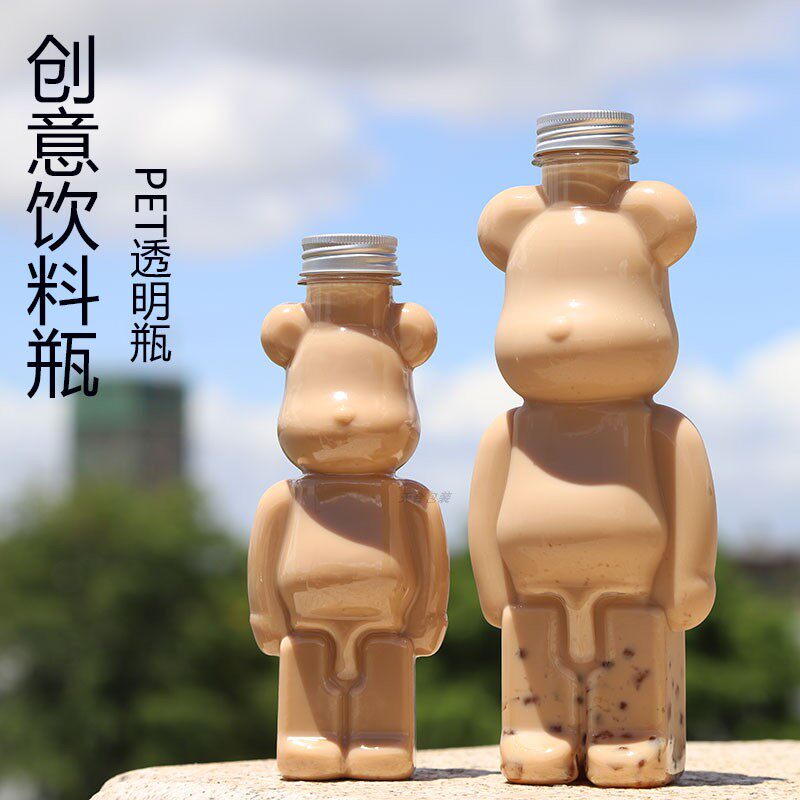 400毫升pet食品级创意塑料瓶卡通小熊饮料瓶奶茶专用瓶果汁透明瓶