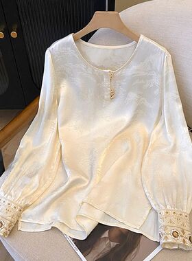 国风打底衫配马甲的内搭衬衫长袖刺绣衬衣女春装设计感新中式上衣