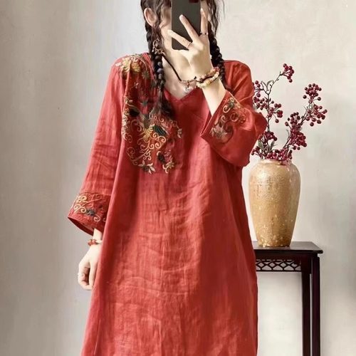 复古上衣九分袖裙子女