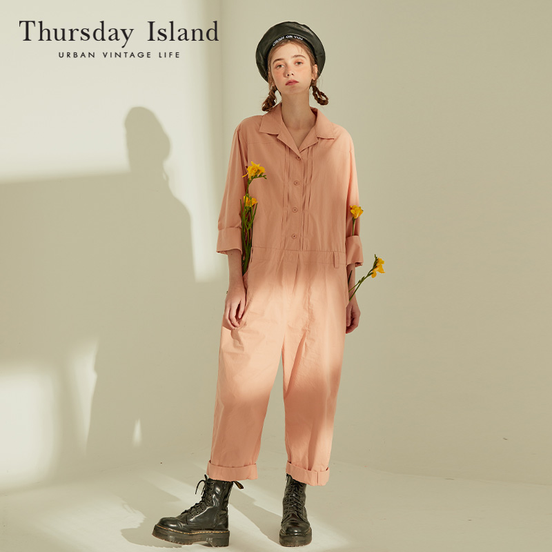 Thursday Island星期四岛屿夏女休闲纯色工装连衣裤T