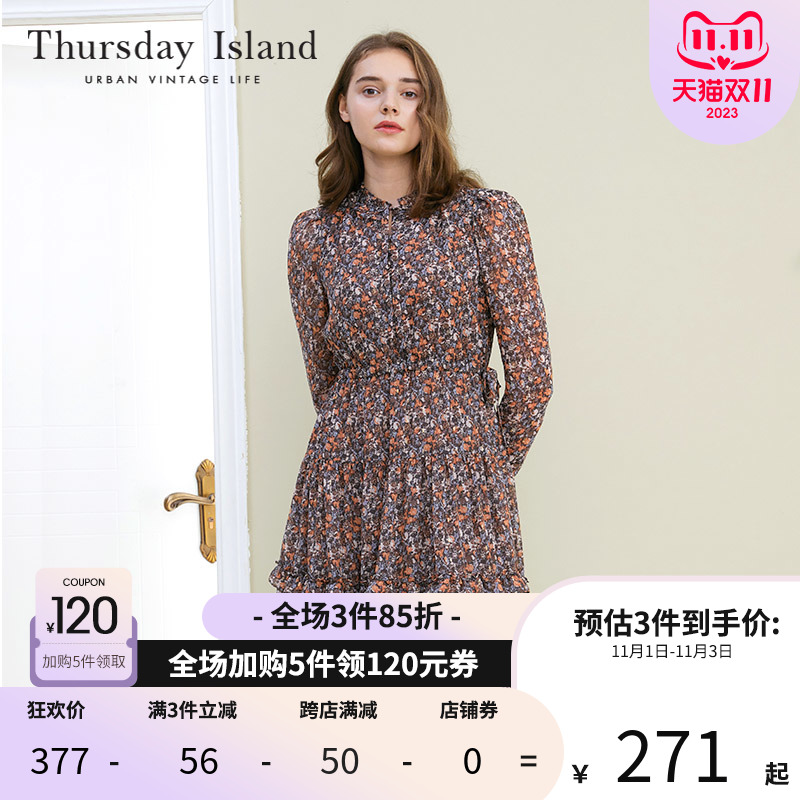 Thursday Island星期四岛屿秋甜美波西米亚连衣裙T216MOP145W