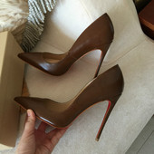 棕咖啡色柔软皮尖头浅口OL气质女式 欧美外贸爆款 12cm高跟鞋
