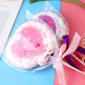 70克卡通爱心形棉花糖节日礼物棉花圈棒棒糖整箱批软糖休闲零食