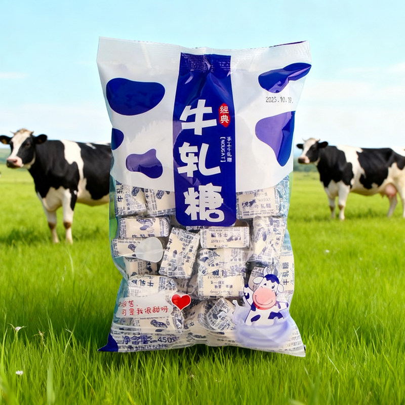 袋装牛轧糖牛奶糖童年创意网红烘培糖果儿童休闲小零食整箱批发