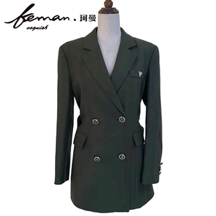 珂曼女装秋冬新款纯色显瘦通勤正肩羊毛中长短款毛呢外套大衣女