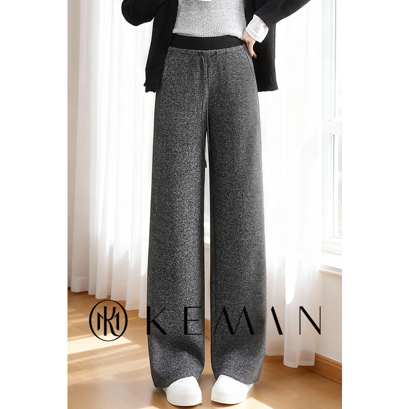 珂曼女装纯色百搭休闲阔腿裤