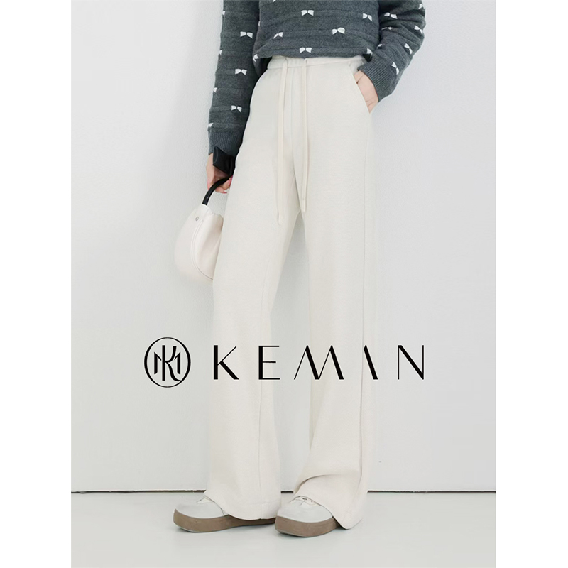 珂曼女装松紧腰微喇长裤