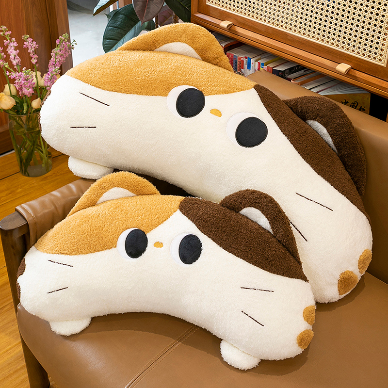 新款猫咪靠枕毛绒玩具沙发飘窗腰靠抱枕玩偶可拆洗可爱生日礼物女