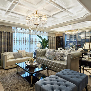 欧式 沙发样板房别墅家具定制 新古典客厅沙发组合简欧三人双人美式
