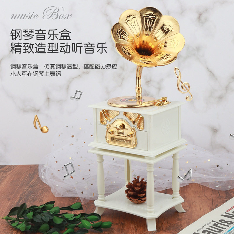 오르골 클래식축음기 프렌치호른 색소폰 피아노 댄싱피규어 실내장식장식 고백선물