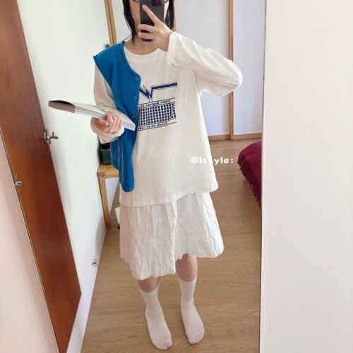 韩国istyle新款2026秋季长袖圆领上衣字母印花宽松显瘦套头T恤女
