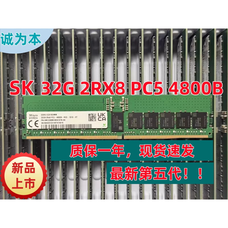 SK海力士32G 2RX8 PC5-4800B DDR5 4800服务器内存RDIMM ECC
