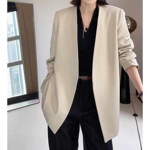 设计感西装外套女2026春季新款大码胖mm宽松百搭休闲女士西服上衣 - 封面