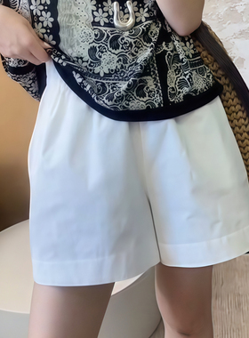 休闲短裤女外穿2026夏季新款爆款白色宽松显瘦高腰松紧腰阔腿裤子