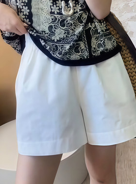 休闲短裤女外穿2026夏季新款爆款白色宽松显瘦高腰松紧腰阔腿裤子