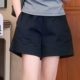 女夏款 短裤 休闲宽松外穿黑色高腰松紧腰百搭阔腿裤 大码 女2026新款