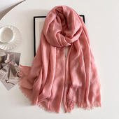 防晒丝巾长款 棉麻韩版 纯色围巾女春秋冬季 文艺沙滩巾旅游围脖披肩