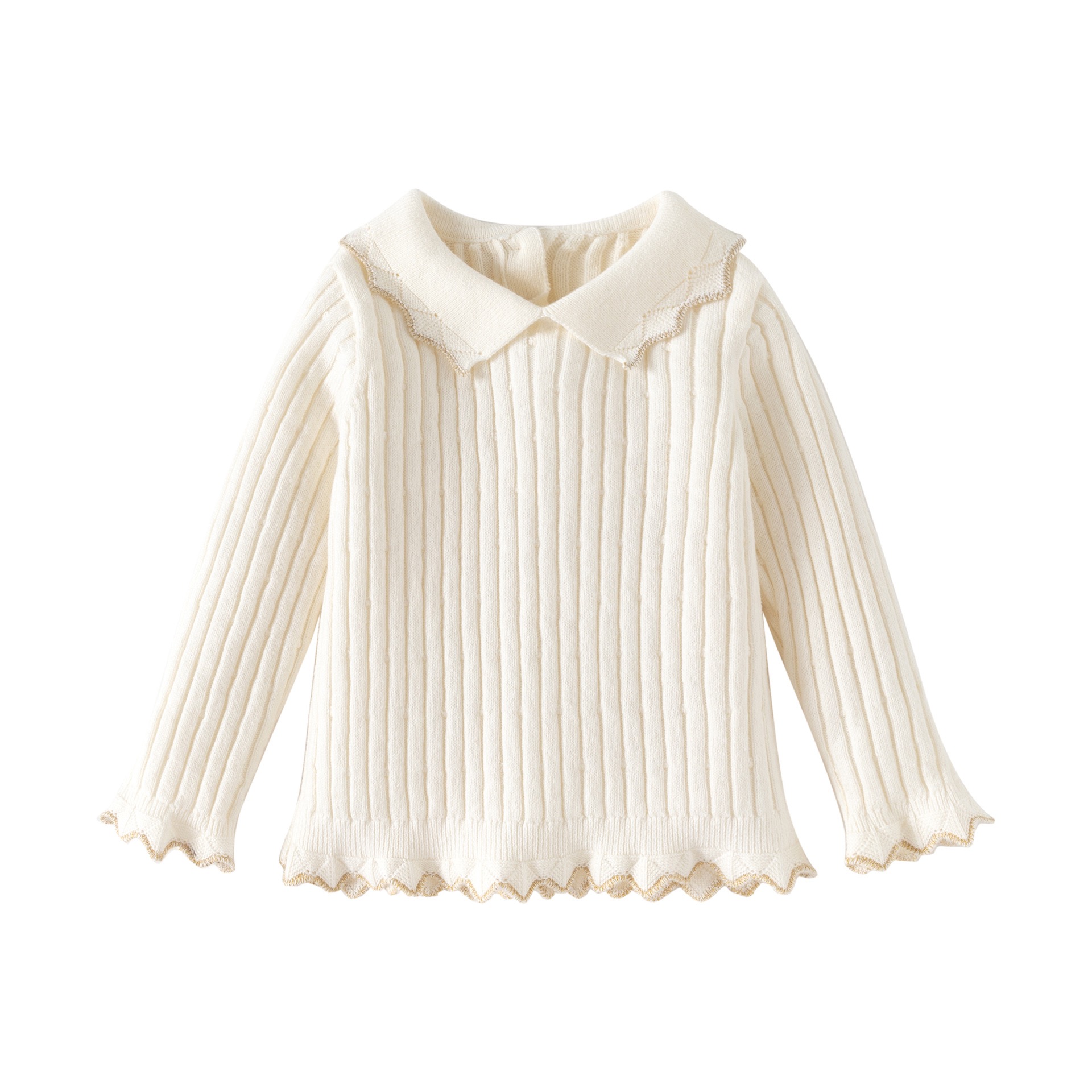 2025秋冬新款女童针织衫宝宝毛衣打底衫翻领女孩毛线百搭外出上衣