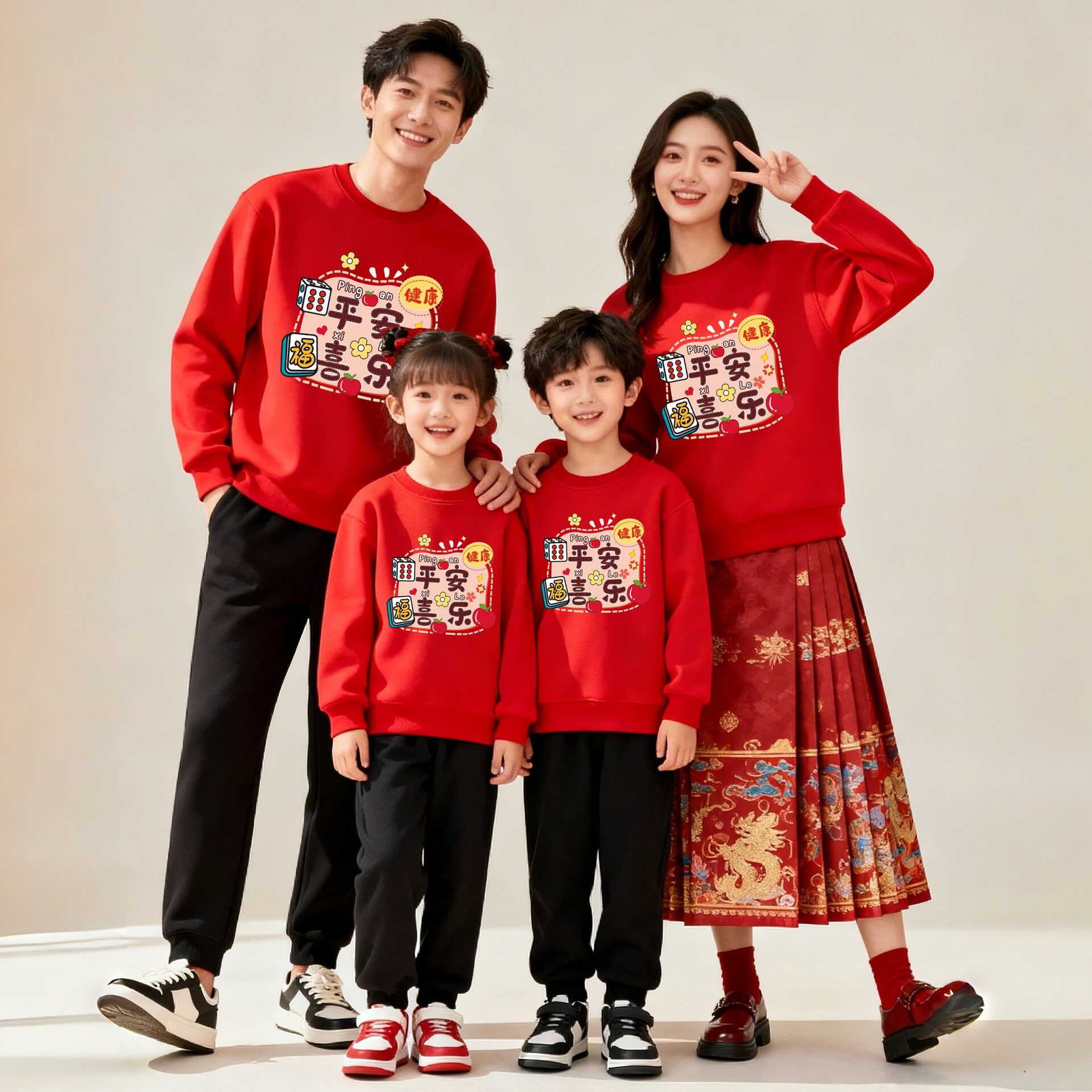 2026新年亲子装秋冬款一家三亲子装/亲子时装