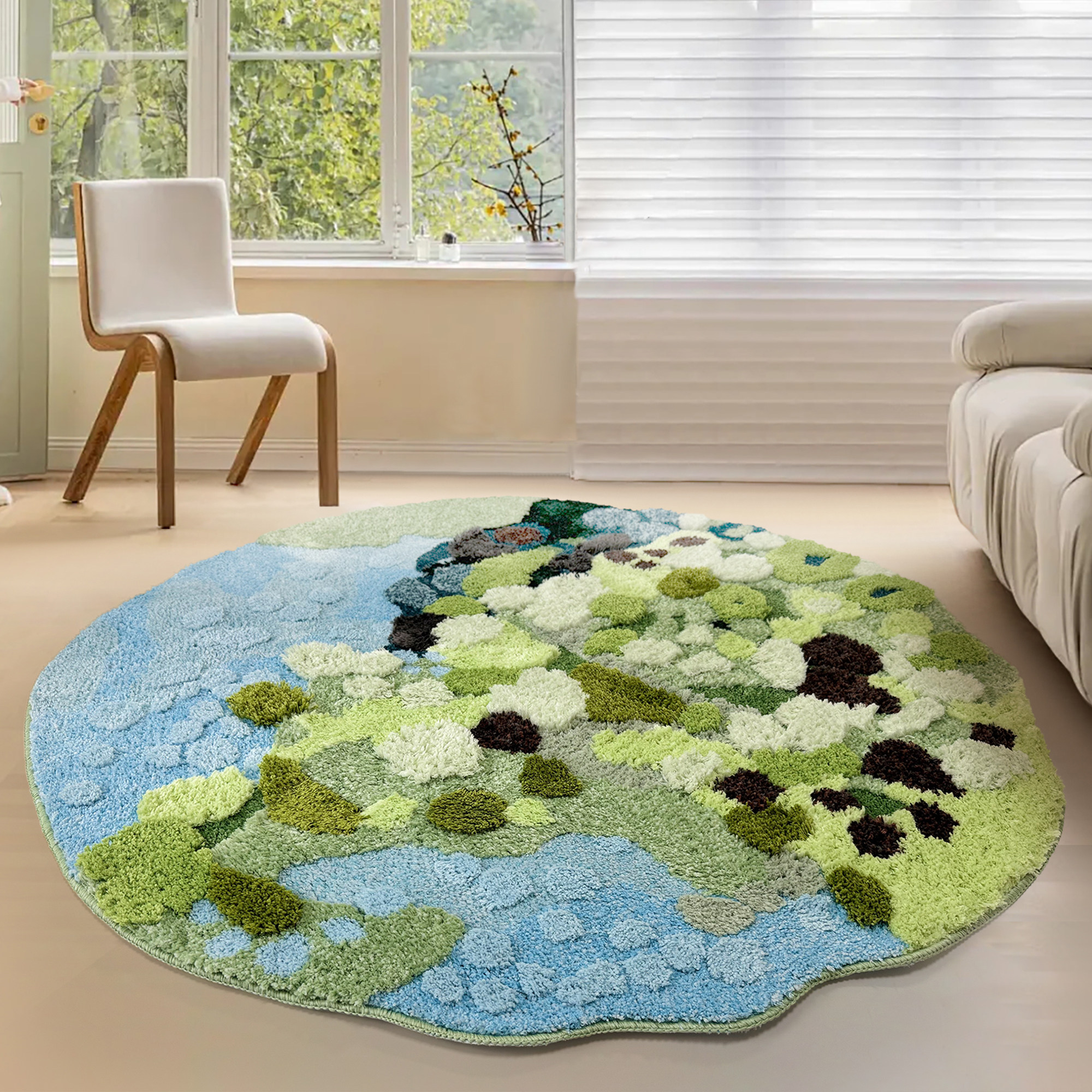 艺术圆形地毯客厅轻奢高级感ins风衣帽间卧室房间床边毯阳台地垫,居家布艺,地毯,淘宝优惠券,粉丝福利购,淘宝优惠卷