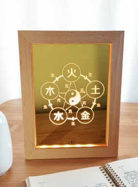 五行风水太极图五行生克图摆件灯USBLED夜灯展灯地支三合三会