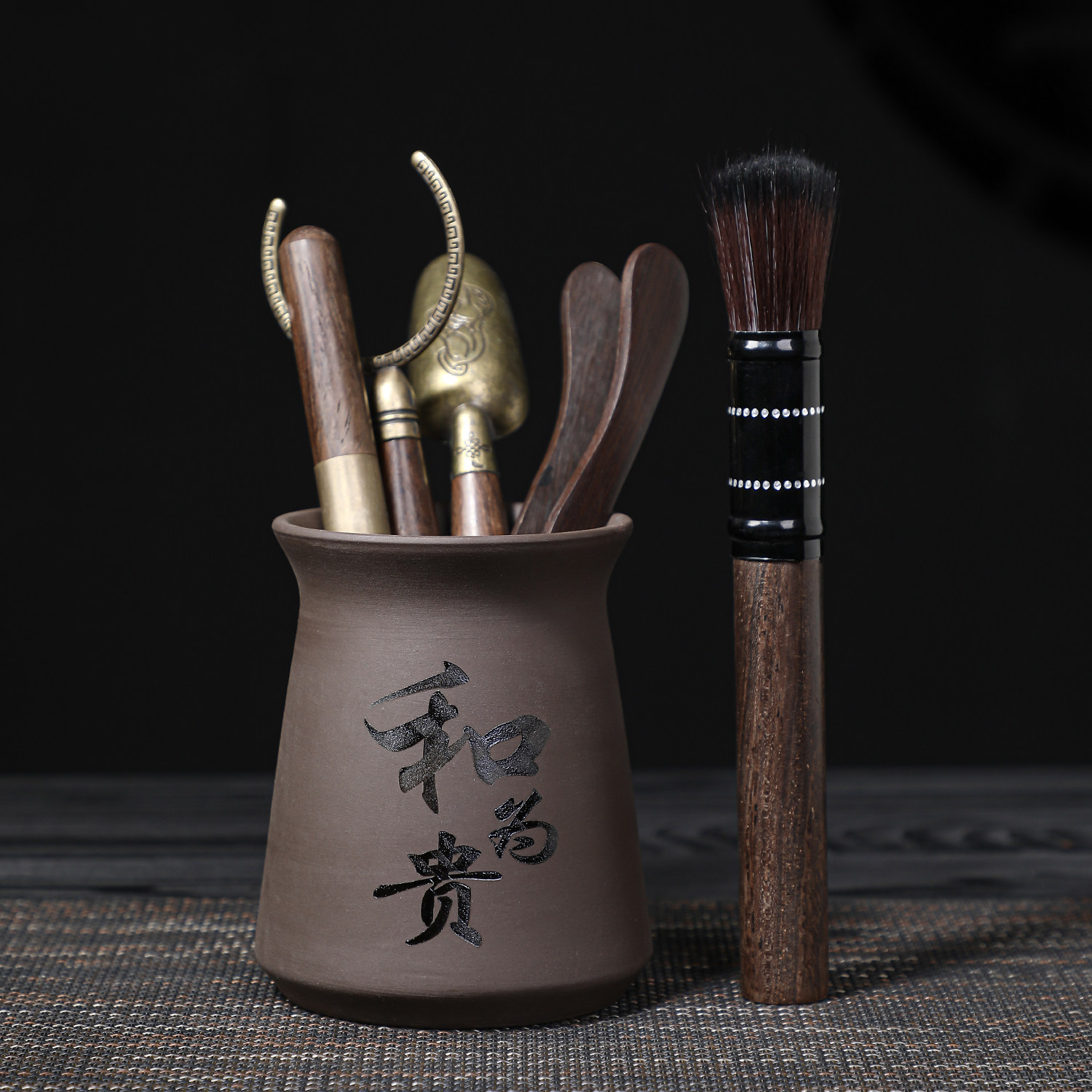 紫砂茶道六君子功夫茶具配件茶桌泡茶用工具实木茶夹笔刷茶刀茶勺