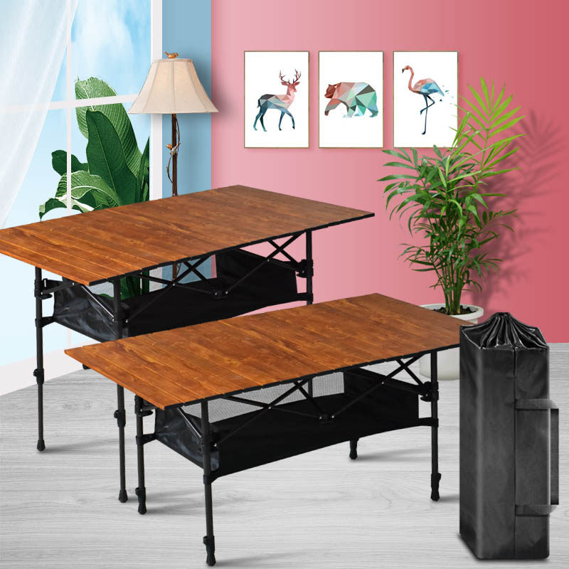 户外折叠可升降摆摊桌铝合金手提蛋卷桌子便携式野外野餐烧烤桌