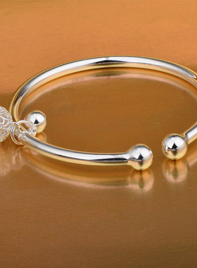 足银999.9宫铃对珠开口手镯