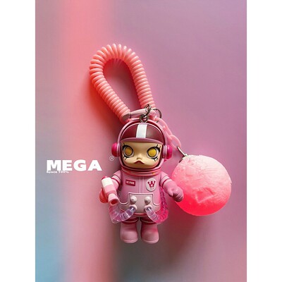 正版MEGA MOLLY二代创意卡通宇航员发光月球钥匙扣汽车