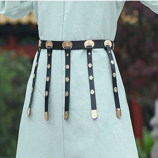 狻猊带蹀躞带革带腰带单扣搭圆领袍汉服腰带配饰唐朝明代日常腰带