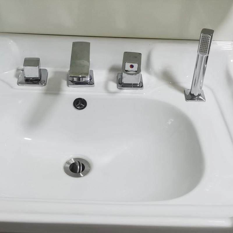 欧式 亮银色 三孔水龙头冷热抽拉龙头卫生间浴室柜四孔龙头入墙式