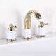 欧式 浴室四孔双把开关卫生间洗脸盆 金色三孔面盆水龙头冷热分体式