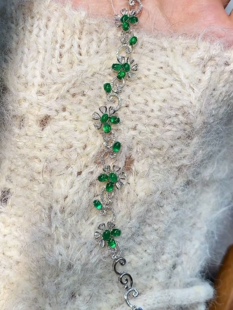 国际证书 金重7.89g 18k金天然祖母绿手链 艳绿色小灯泡3.28克拉