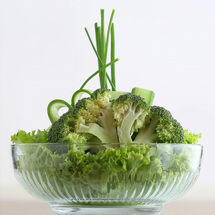 冷食冰镇料理沙拉水果玻璃无铅果盘进口条纹日式轻食餐厅小食碗