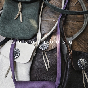 SONOFLOONG复古手工头层鹿皮药师包小药包钥匙包手机包日系潮男女