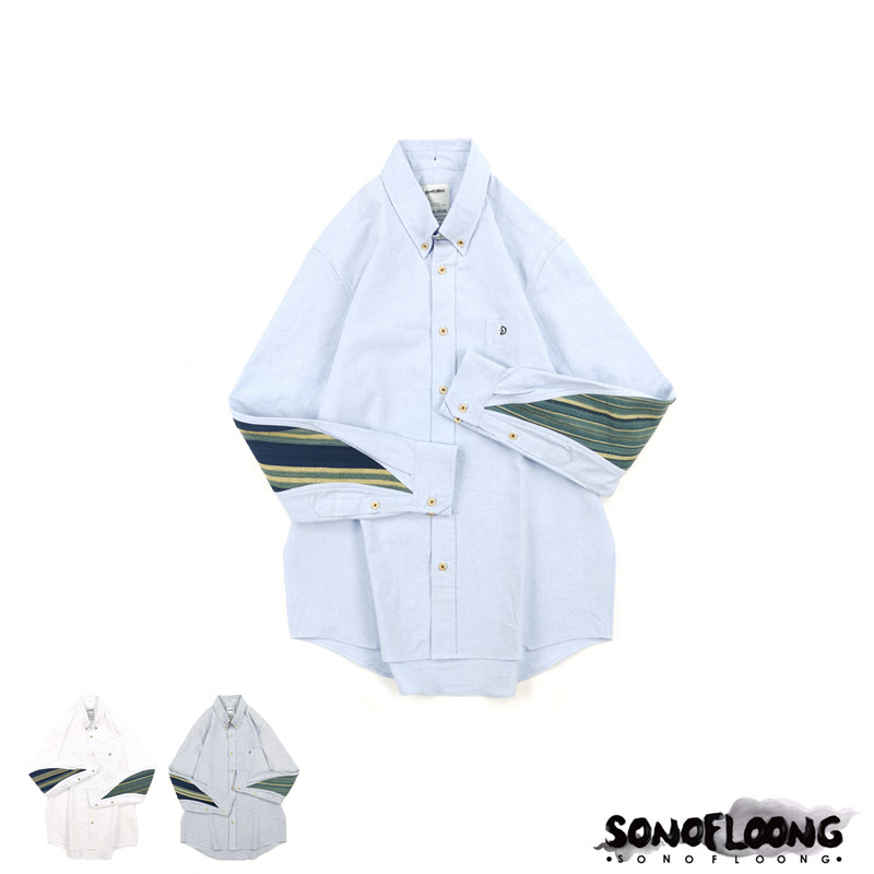 SONOFLOONG全棉牛津纺水滴ALBACORE SHIRT蓝染太极条纹拼接衬衫潮|ruв категории Мужская одежда, рубашка - от Buy2taobao.com для оказания профессиональной услуги покупки агента Taobao