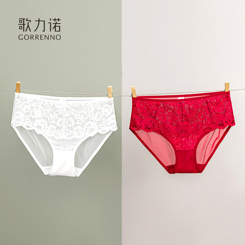 红色本命年内裤女内衣纯棉底裆低腰性感蕾丝超薄款新款三角短裤头,女士内衣/男士内衣/家居服,女三角裤,淘宝优惠券,粉丝福利购,淘宝优惠卷