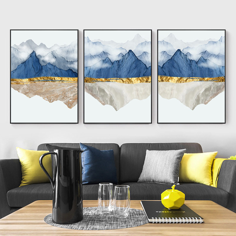 客厅装饰画新中式沙发背景墙现代简约壁画大气三联山水画墙面挂画|ruв категории Домашний быт, декоративная живопись, современные декоративные картины - от Buy2taobao.com для оказания профессиональной услуги покупки агента Taobao