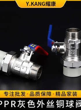 灰色ppr阀门全铜ppr单外丝活接球阀外牙球阀 铜活节阀 焊接热熔阀