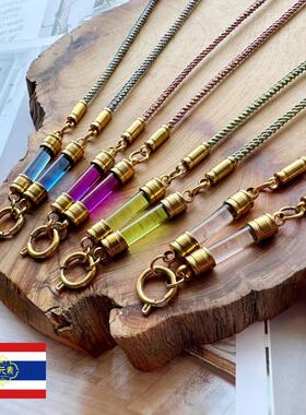 『泰元素』彩色水晶柱钛钢弹簧扣快卸泰国特色佛牌链子唐卡布挂绳