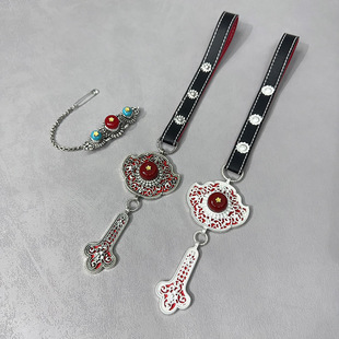 2024新款藏式配饰藏族合金胸针藏银藏袍服装配饰链条民族风腰挂