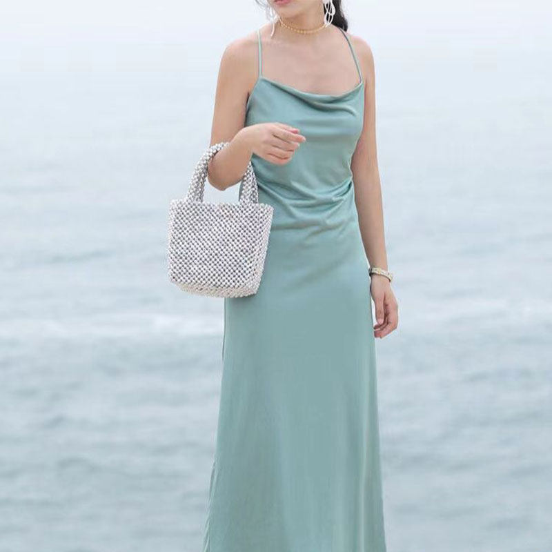 JACDBAG 仙女包 手工串珠亮片手提包女包2022新款时尚网红珍珠包