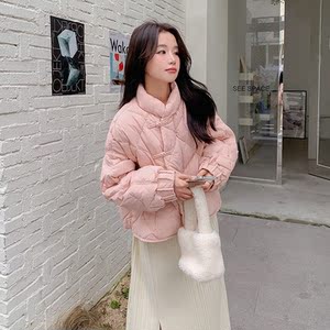 现货复古盘扣立领羽绒服短款253A-Y6607-p210-k298图片