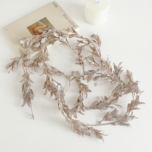 圣诞节装饰品180cm粘粉细枝藤条圣诞树装饰仿真树叶藤条场景布置